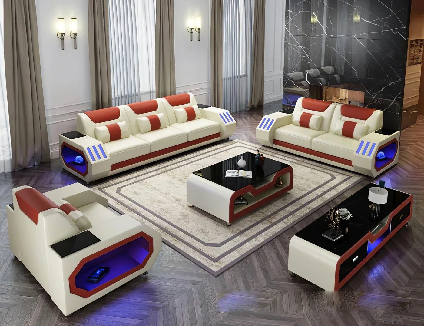 1+2+3 Full Set Genuine Leather Sofa Set Living Room Furniture Leather Sofa Furniture Sectional Sofa