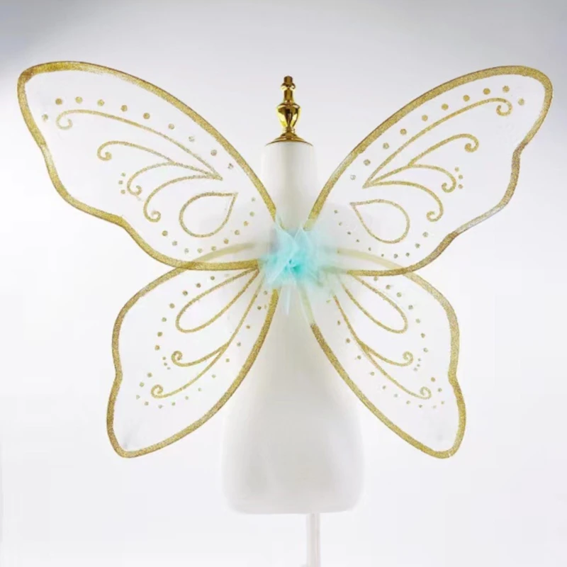 Q5WE Butterfly Costume Prop with Elastic Shoulder Straps, Four-Panel and Foldable Mesh Fabric for Role-Play Parties