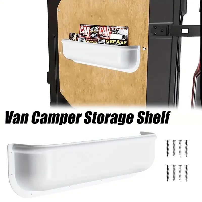 

1/2PCS White Caravans Storage Pocket Shelf Racking Tool Storage For Van Camper Barn Door Caravan Interior Storage Accessories