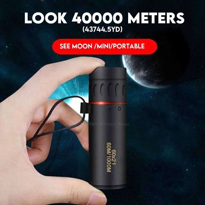 60X21 Mini Monocular Telescope HD 10000 Meters Portable High Quality Eyepiece Binoculars FMC for Outdoor Camping