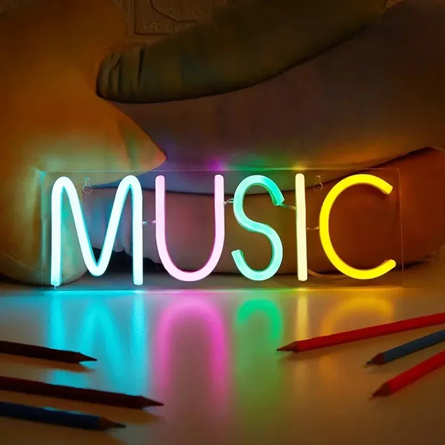 Music Neon Light,Neon Sign for Wall Decor,Neon Lights Sign for Bedroom Game Room Club Bar Party Decoration,Game Room Decor