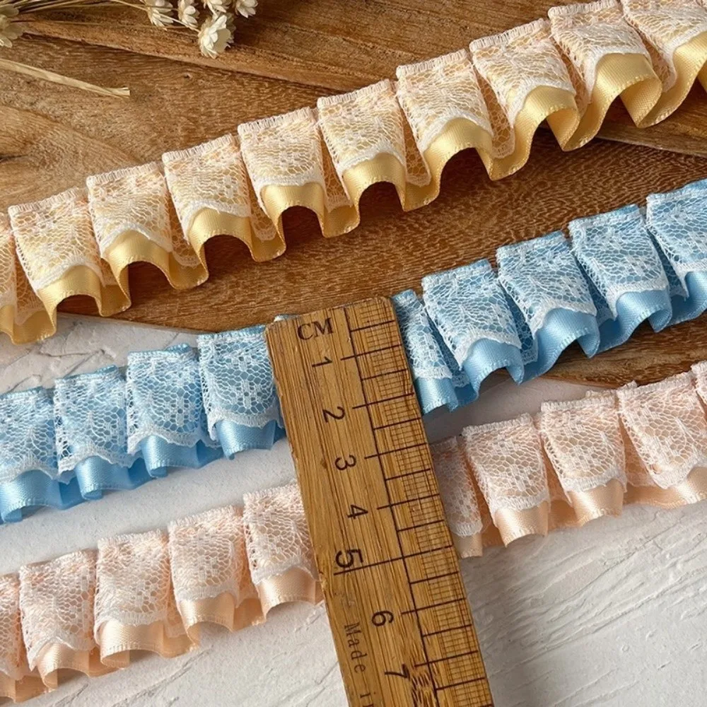 3meters Lace Ribbons Trim Pleated Handmade Ruffled Farbic Trim Garment Dress Hem High-Grade Sewing Material Notebook Decoration