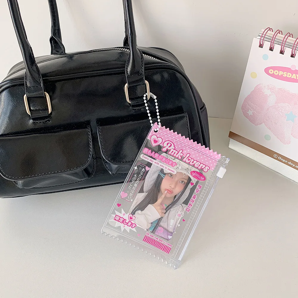 Cute Clear Zipper Bag 3 Inch Card Sleeve Student ID Holder Badge Reel Storage Pouch