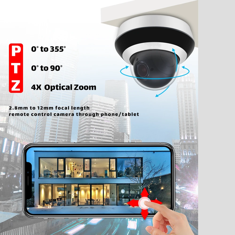 Hikvision PTZ IP Camera DS-2DE2A404IW-DE3 4MP 4X 2.8-12MM zoom Network POE H.265 IK10 ROI WDR DNR Dome CCTV PTZ Camera