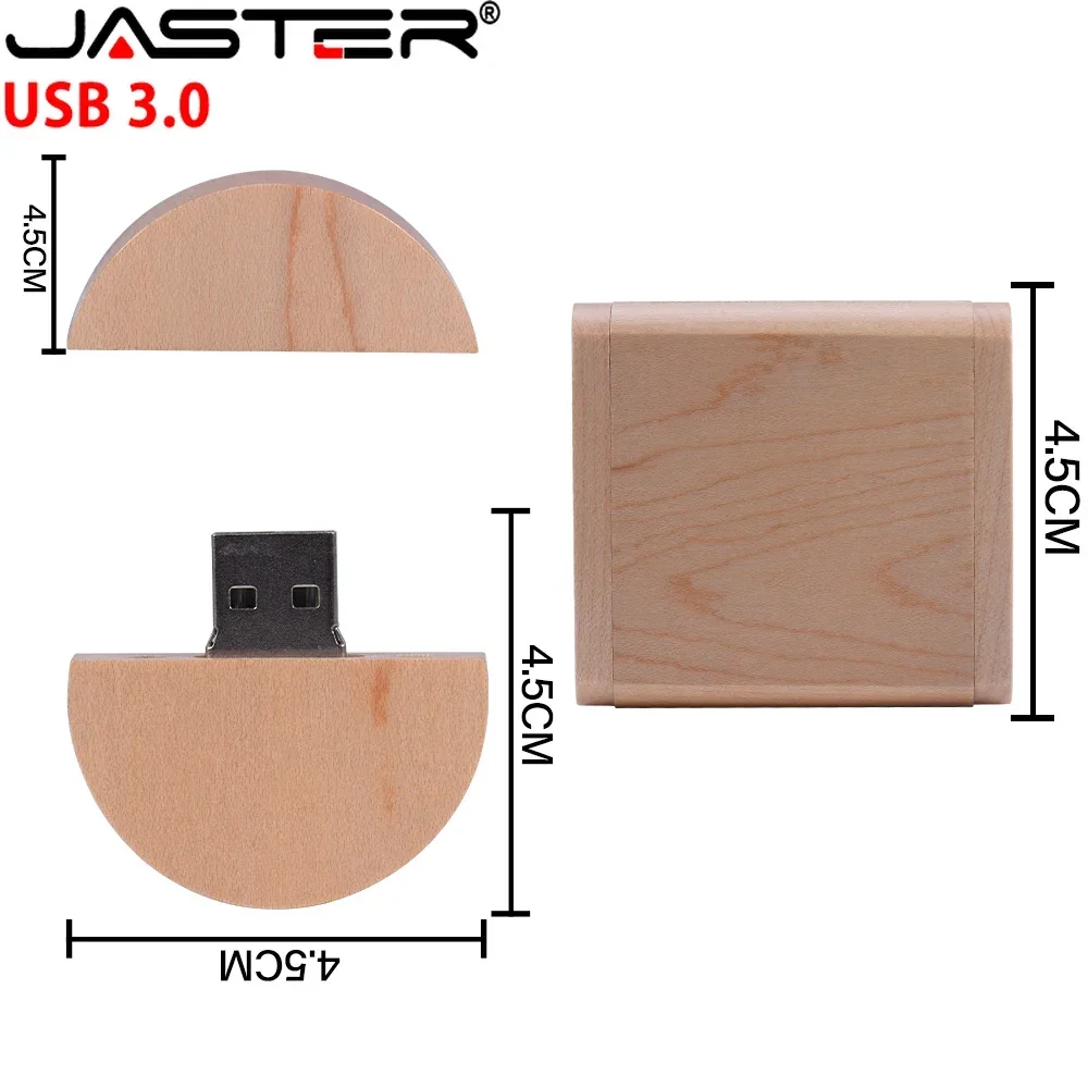 Round Wood USB 3.0 Flash Drive 128GB Free Custom Logo Pen Drive 64GB Wooden Box Memory Stick 32GB Creative Gifts Pendrive 16GB