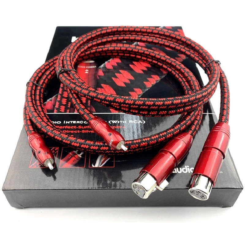 Pair King Cobra HiFi Audio Interconnect Line PSC Copper RCA To XLR Female & Male Balanced Cable with Box