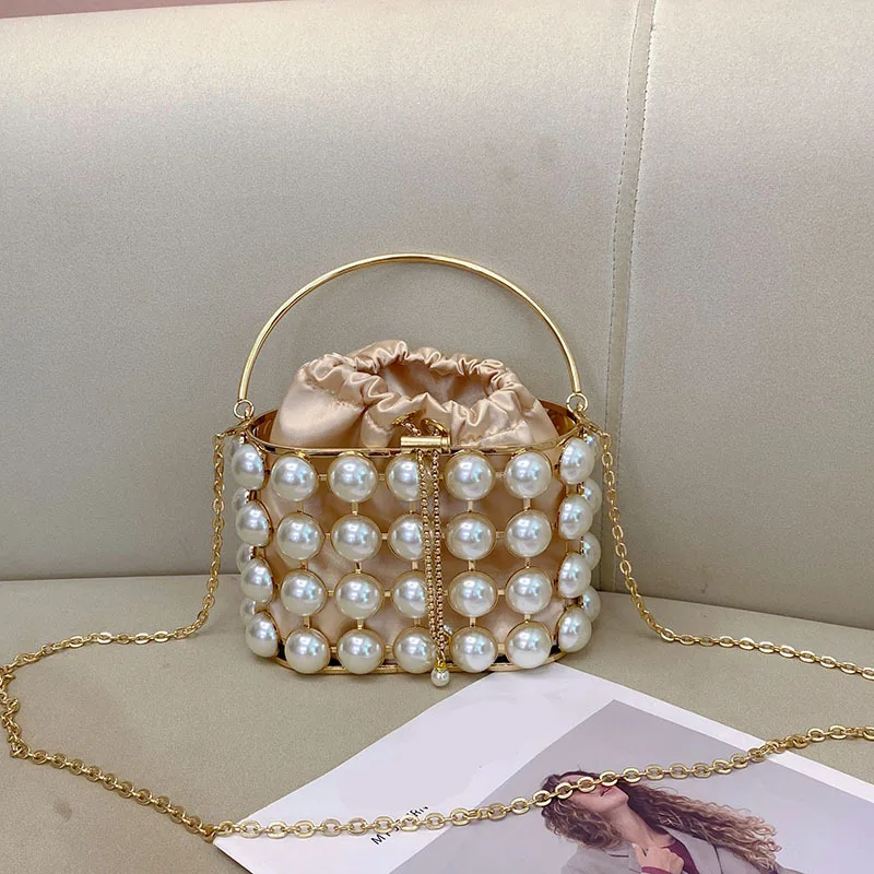 Luxury Designer Pear Beaded Evening Bag Women's Handbag Wedding Party Clutch Purse Shoulder Messenger Bag Fashion Banquet Bag
