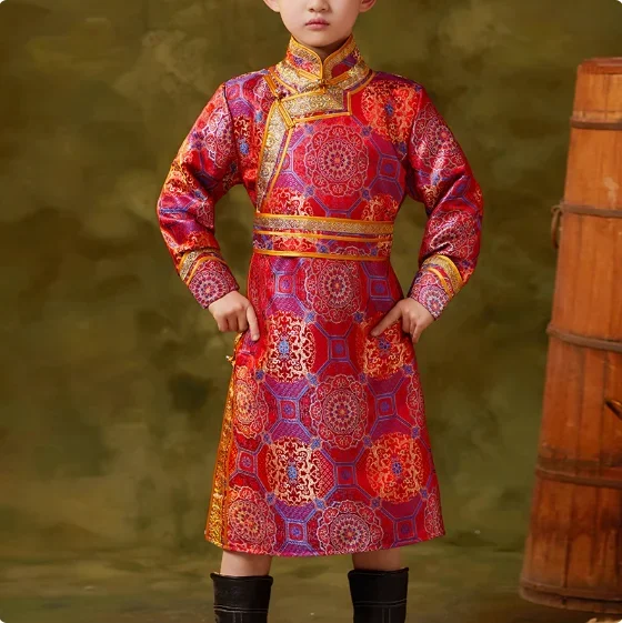 Costume da spettacolo di danza con vestaglia mongola cinese per ragazzi mongoli