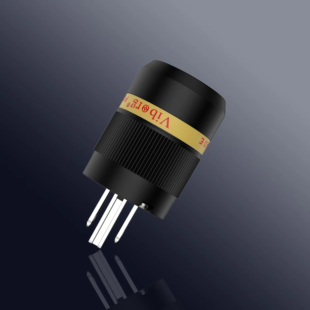 Pair Viborg VM501R VF501R Red copper Rhodium Plated US Power cord plug American Power Connector