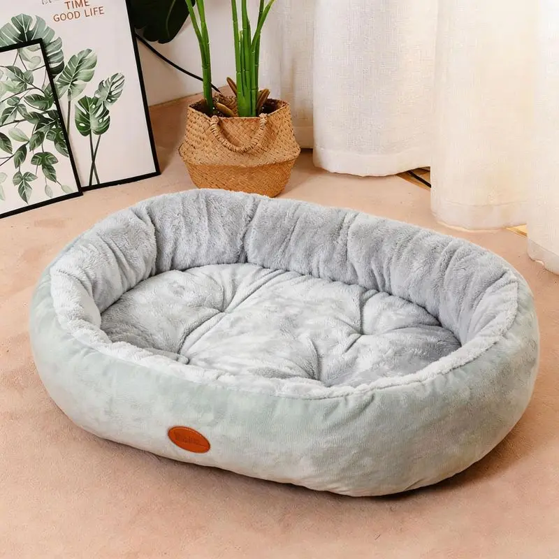 Dog bed for winter warmth, cat bed suitable for all seasons, enclosed large oval bed, thickened winter mat for small dogs