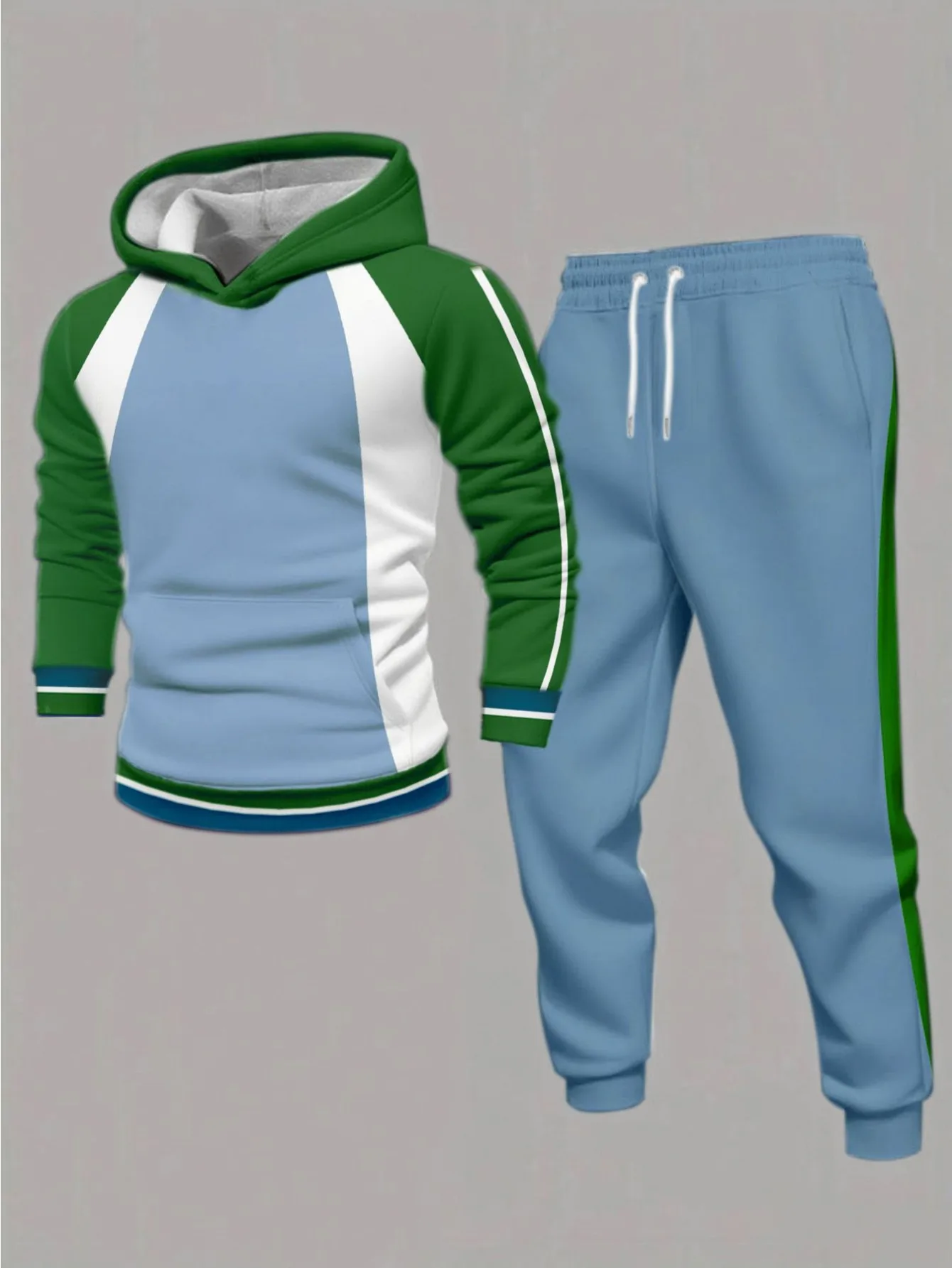 メンズデジタルプリントのおしゃれなカジュアルフード付きセット（2点セット）