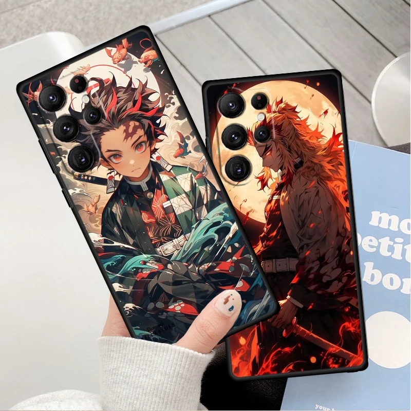 Tanjirou Demon Slayer Silicone Black Phone Case For Samsung Galaxy S24 S23 S22 S21 S20 FE S10 S9 S10E S8 Plus Ultra Lite 5G