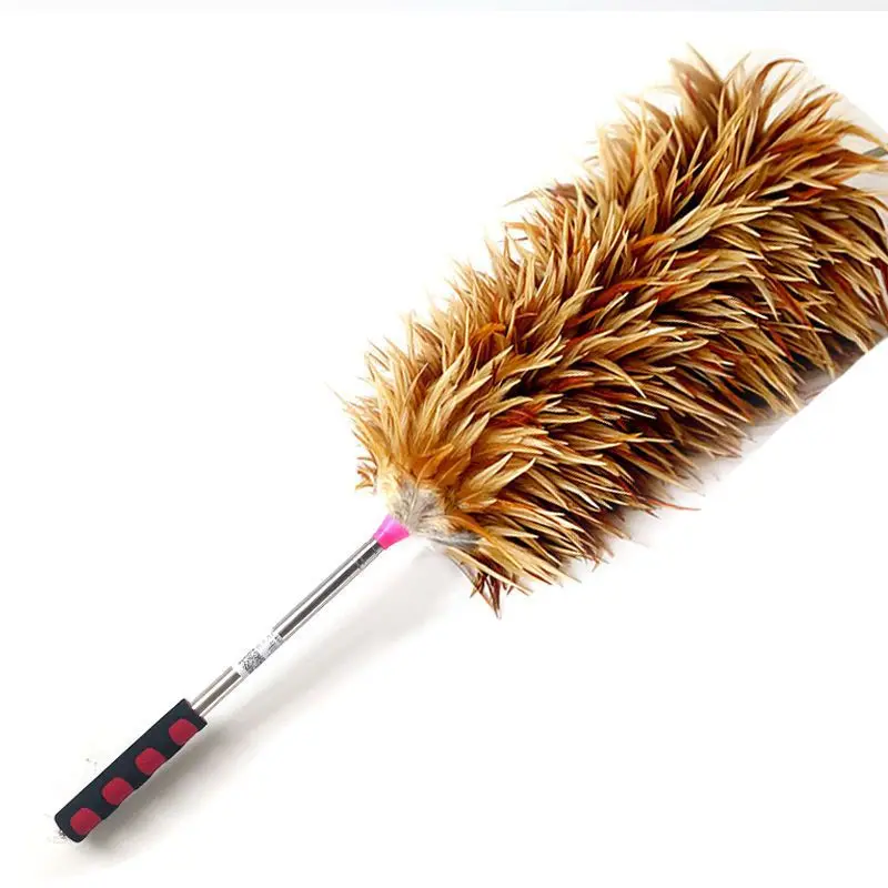 Chicken Feather Duster Car Household Dust Sweeping Dust Removal Not Easy to Lint Wall Ceiling Retractable Chicken Feather Duster