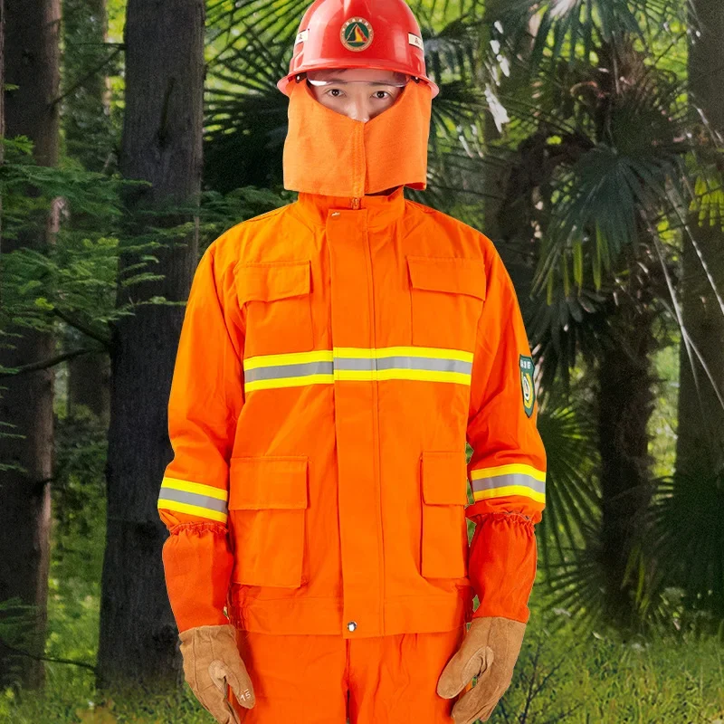 

6Pcs/ Suit Wildfire Suppression Fireproof Clothing Heat Insulation Protection Flame Retardant Clothing Bunker Gear Suit