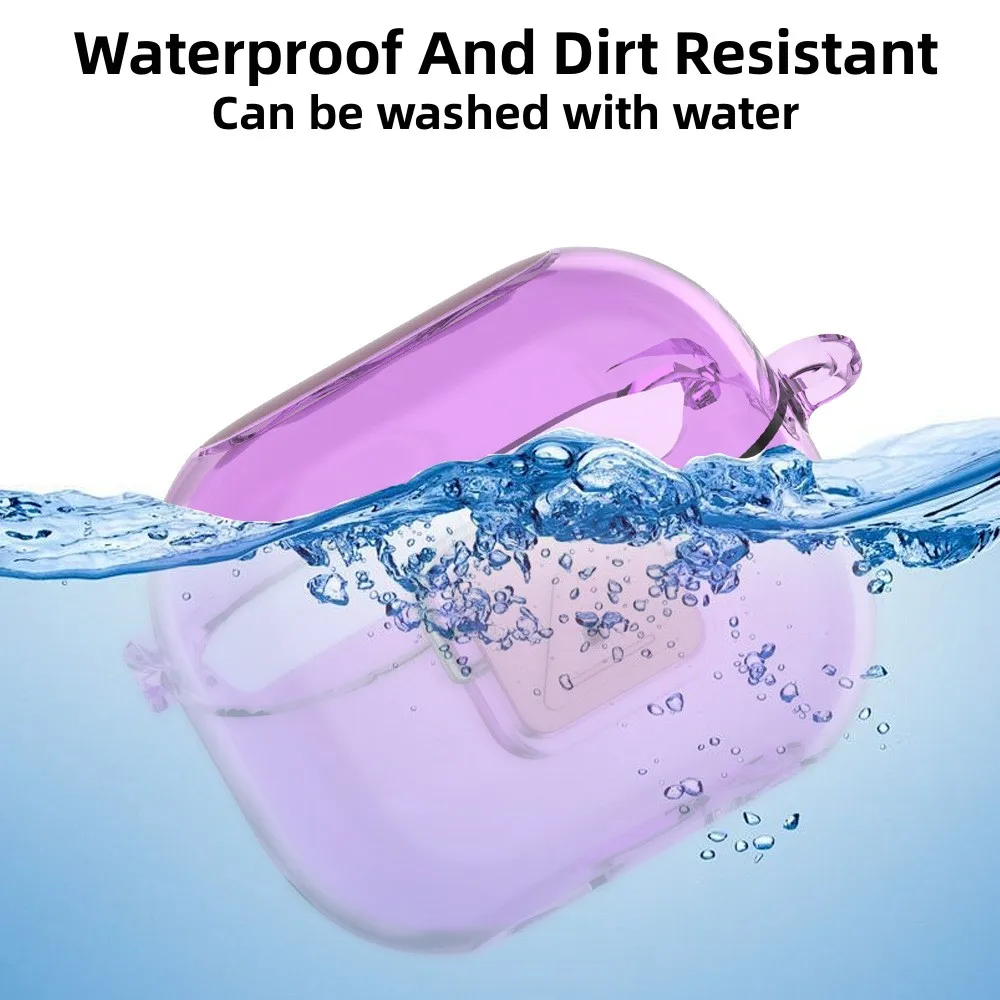 قفل آمن لهاتف سامسونج جالاكسي بادز 3 برو، غطاء حماية أزرق شفاف مع مجموعة تنظيف وسلسلة مفاتيح لهاتف سامسونج جالاكسي بادز 3