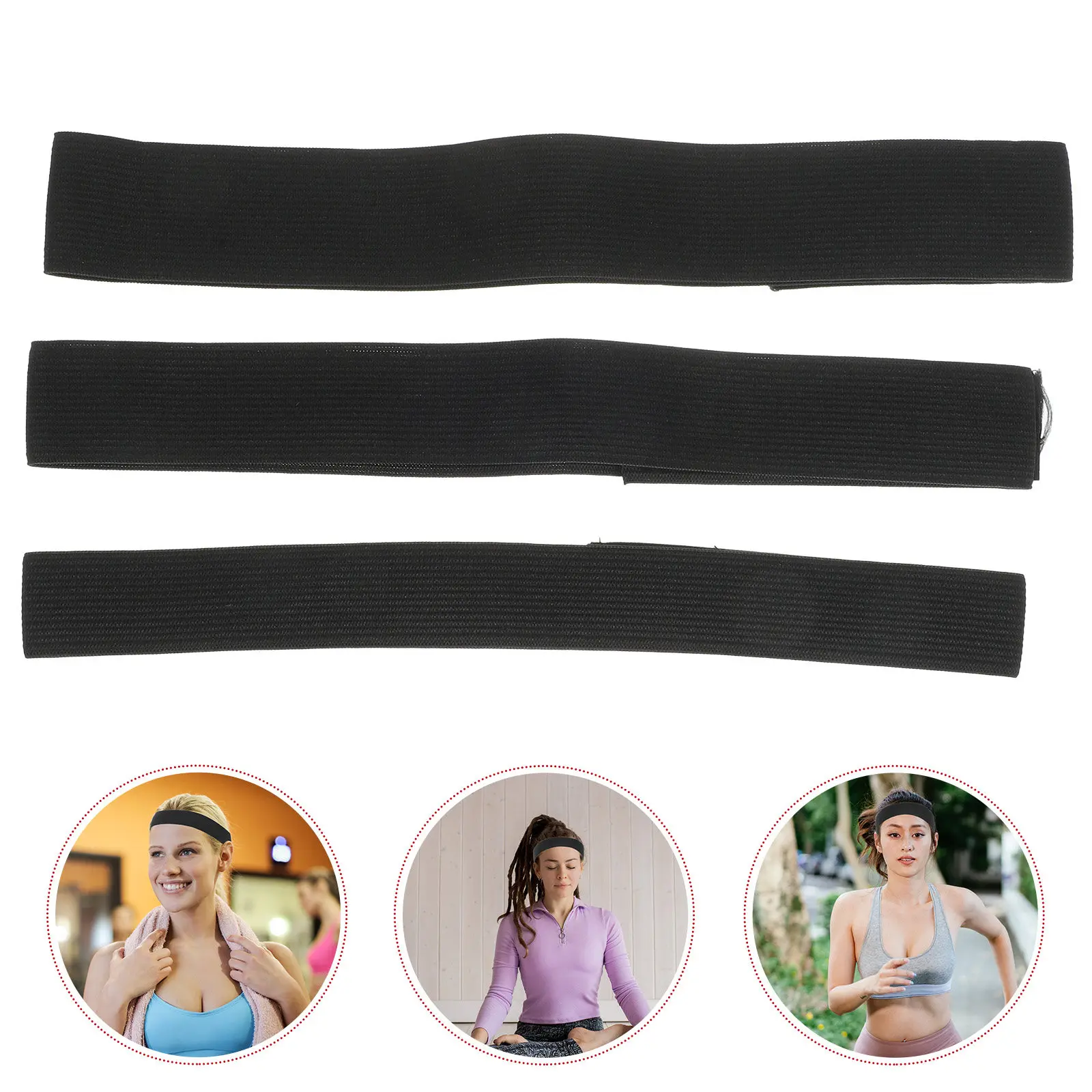

3Pcs Slip-Resistant Elastic Band Lightweight Breathable for Natural Hold Black Elastic Wigs Band
