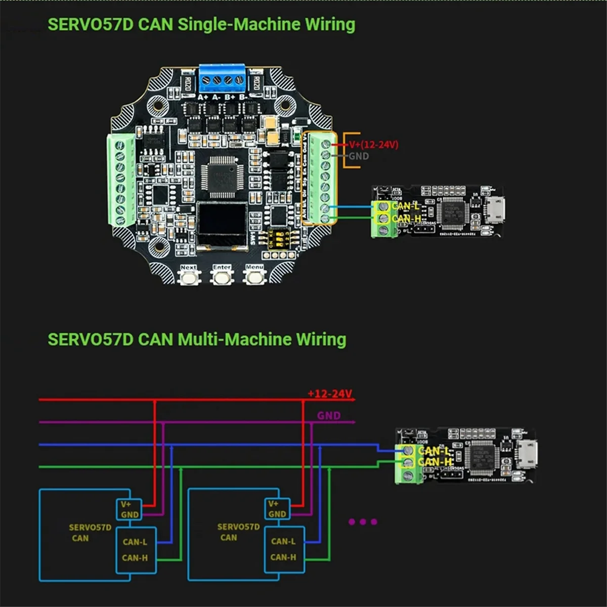 ABVS MKS SERVO57D CAN MB PCBA NEMA23 Closed Loop Stepper Motor Driver CNC 3D Printer for Gen L FOC Quiet and Efficient