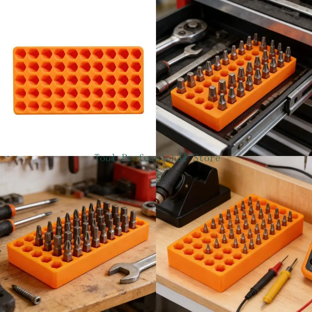 

57QF Compactly Plastic Bit Holder Case Featuring 50Slots Loading Block For Secure 6.35mm Screwdriver Bit Storage Holder