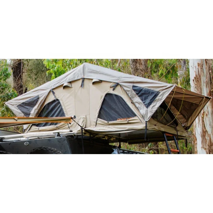 

4x4 Roof Top Car Off Road Camping Tent with 280g Polyester-cotton Green and Beige Color Car Tent