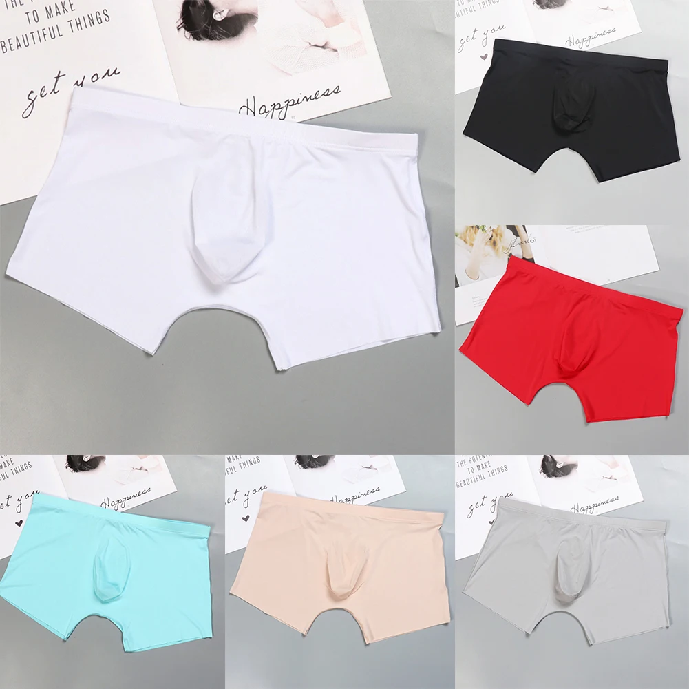 Men\'s Daily Ice Silk Skin Friendlys Briefs Smooth Seamless Shorts Comfortable Soft Underpants Elastic Casual Panties