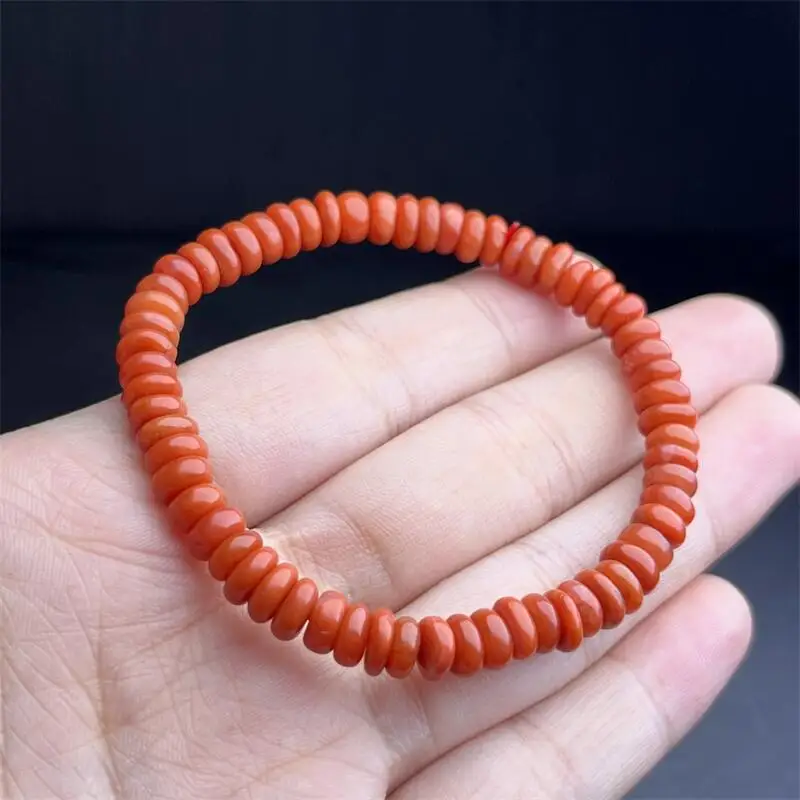 6.8MM Natural Red Agate Bracelet Crystal Reiki Healing Gemstone Fashion Fengshui Jewelry Festival Gift 1pcs