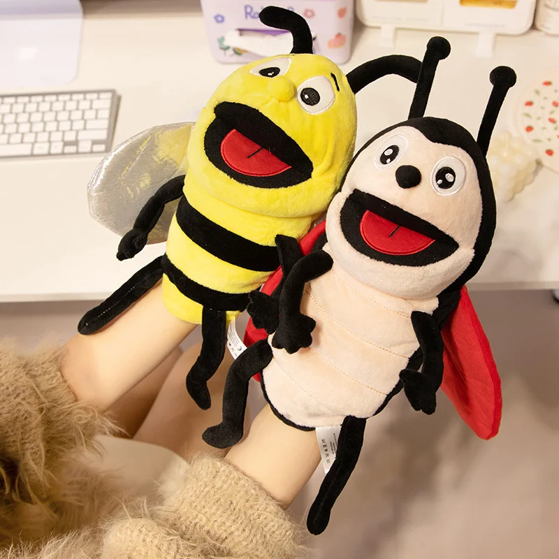 30cm Hand Puppets Kid Toy Plush Insects Animal Caterpillar Ladybug Hand Puppets Doll Family Storytelling Role-playing Finger Toy
