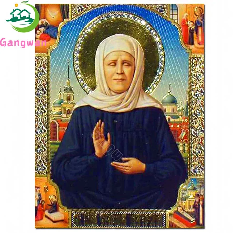 Diamant Schilderij heilige Matrona de Blind van Moskou Volledige Vierkante/Ronde 5d diamant Borduren Mozaïek Religie Icoon woondecoratie