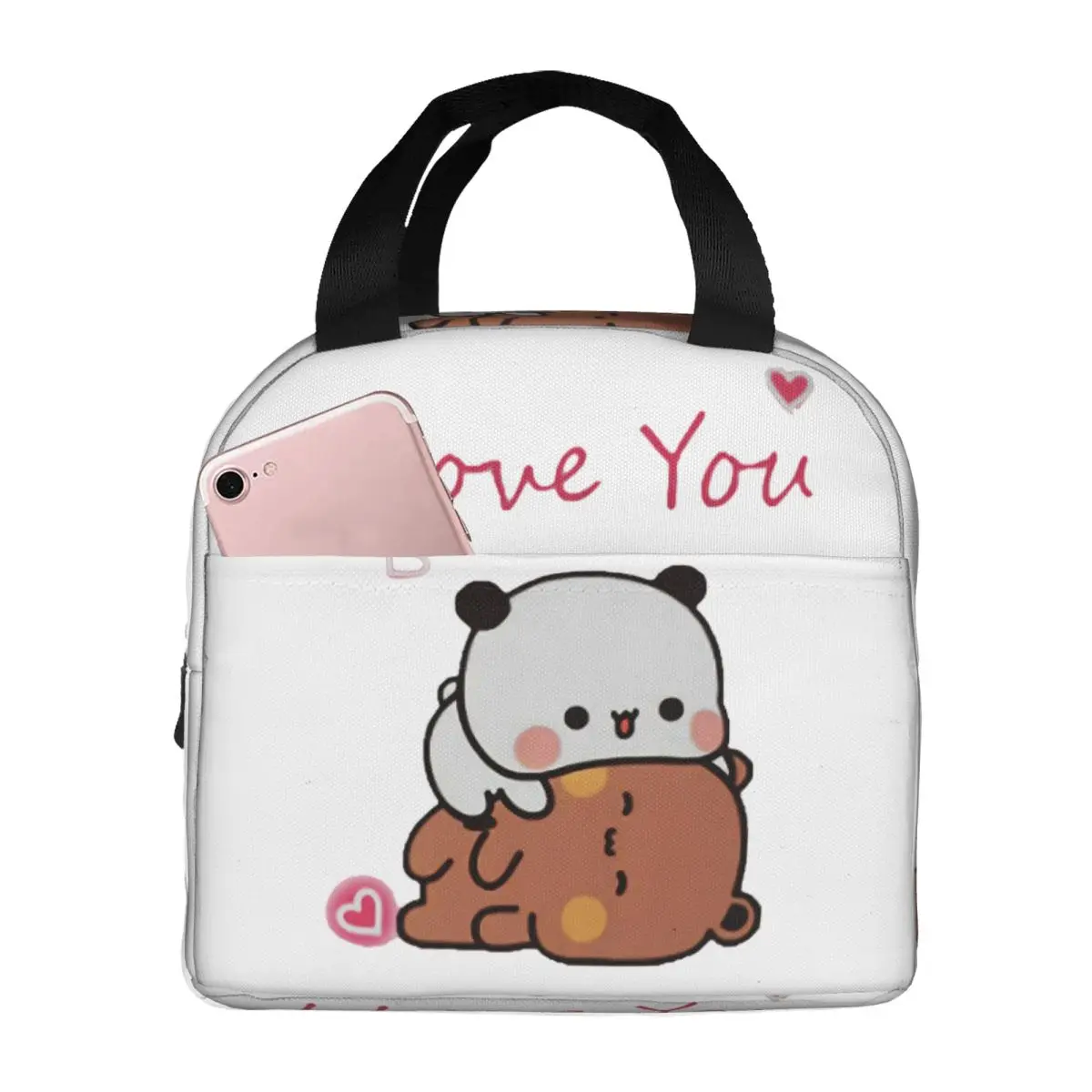 Panda And Brownie Portable Lunch Boxes Women Multifunction True Love BuBu DuDu Couple Thermal Cooler Food Insulated Lunch Bag