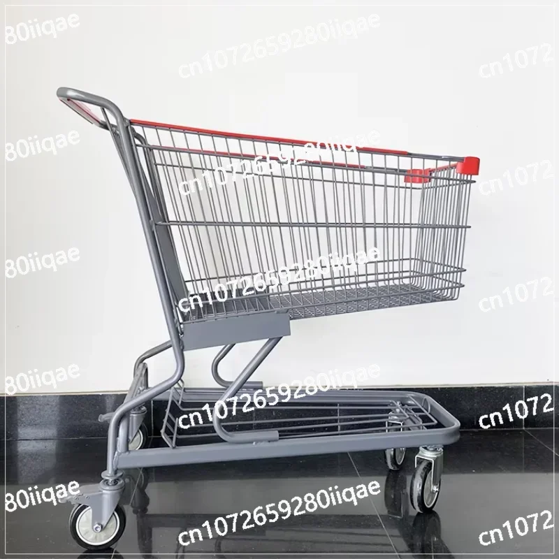 Custom metal supermarket shopping cart with heavy duty wheels