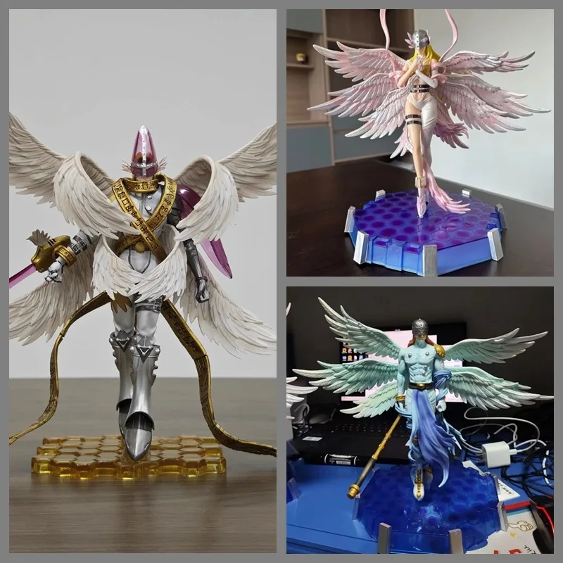 

New Hot Digimon Adventure Angemon Animation Peripheral Standing Base Can Illuminate Desktop Ornaments As Gifts For Friends