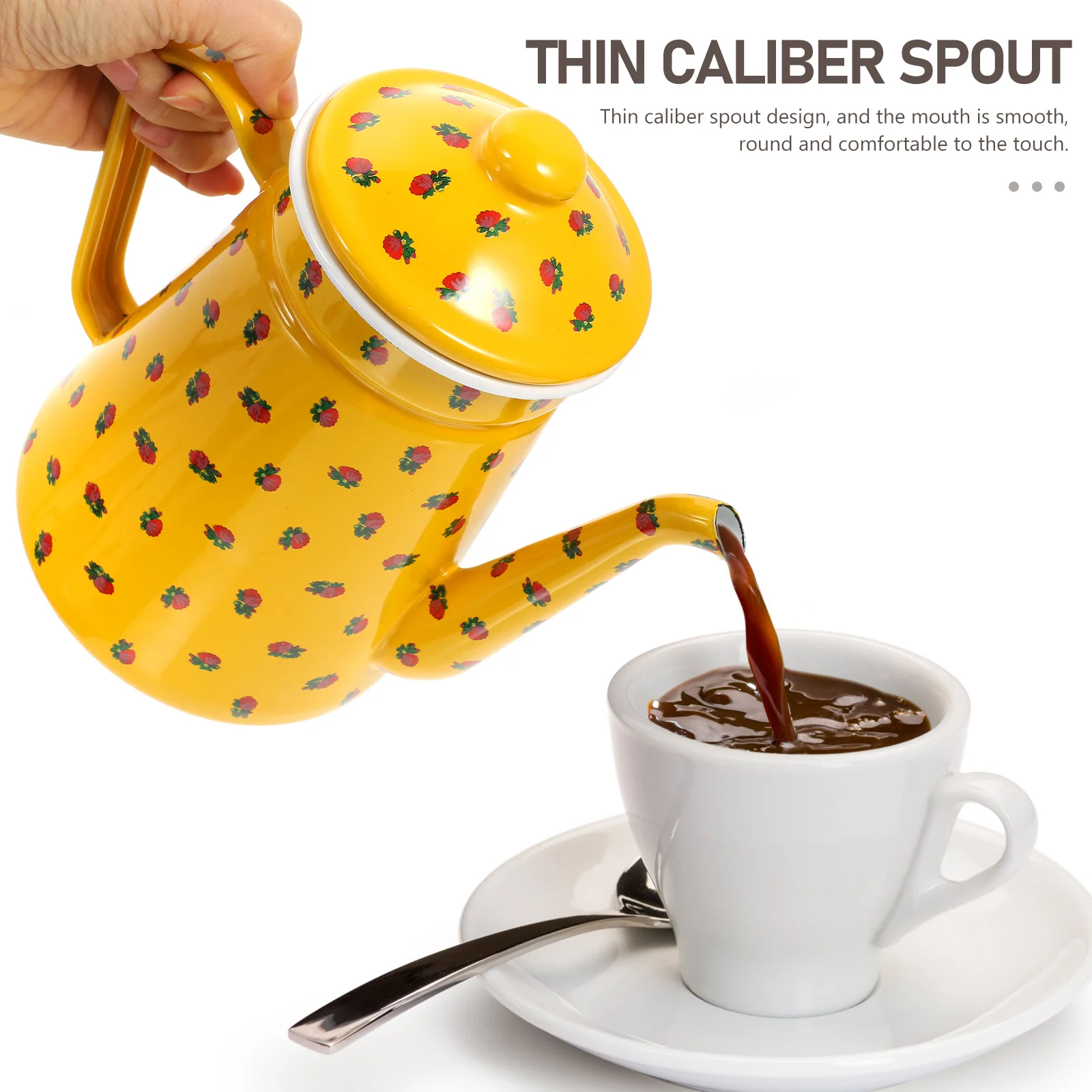 

Enameled Coffee Pots Teapot Party Oil Kettle Portable Kitchen Water Retro Large Capacity Smooth Spout Comfortable H Easy