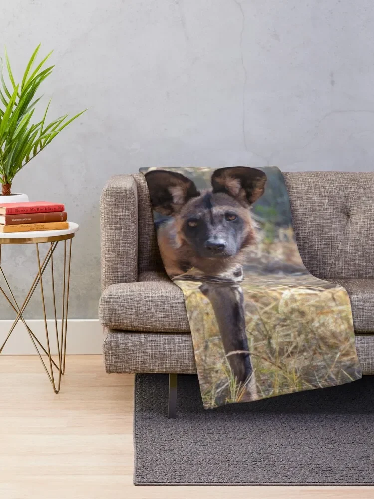 Two African wild dogs in Moremi Game Reserve, Botswana Throw Blanket Decorative Blankets Extra Large Throw Blanket