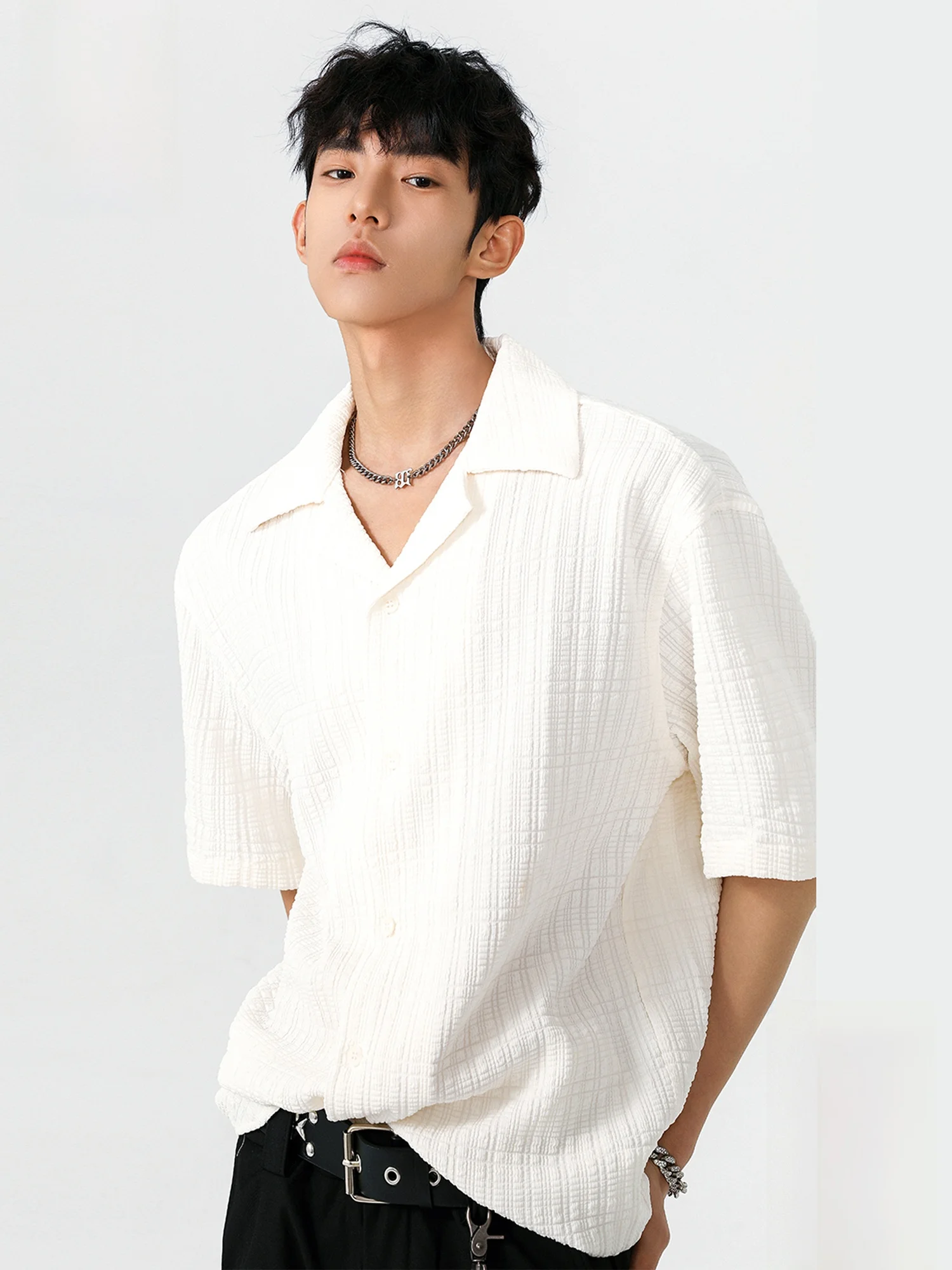 

PaulFrank Ice Silk Texture ort Sve Casual irt for Men Summer Youth ular Loose Fit Button down Collar Monkey Mouth