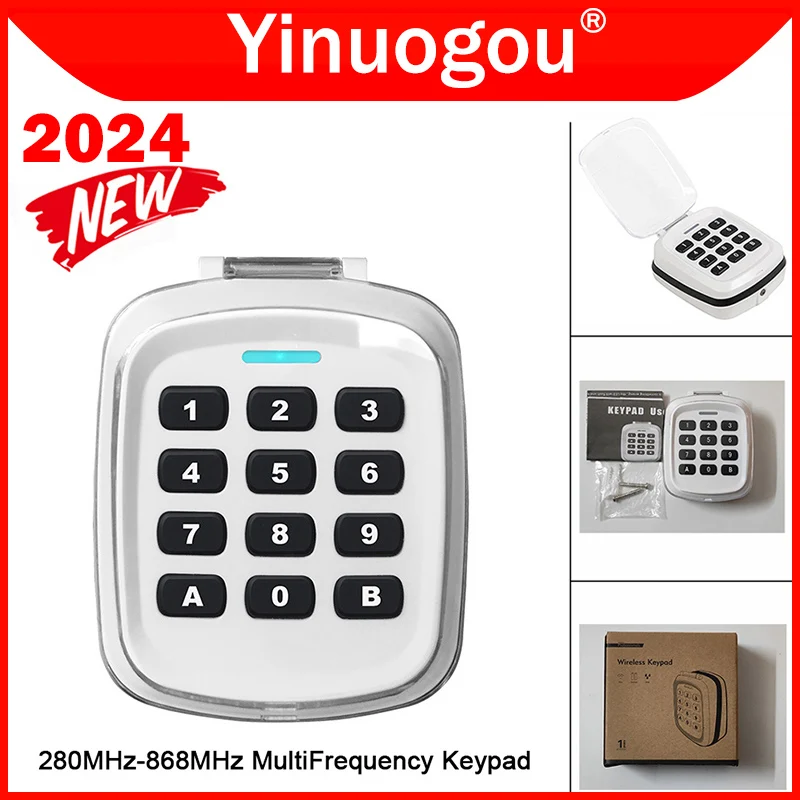 Multifrequency Wireless Keypad Remote Control Garage Door Opener 280-868MHz Gate Remote Control Garage Door Keychain for Barrier