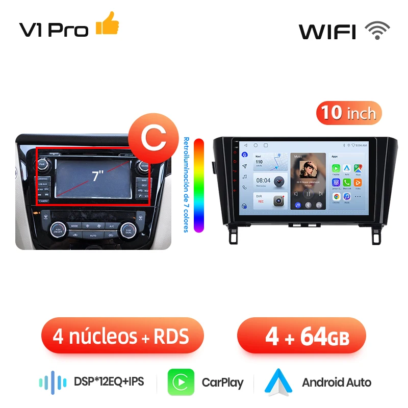 Junsun Radio VozAI voor Qashqai J11 X-Trail3 2013-2017 draadloze CarPlay AndroidAuto autoradio 2DIN met Bluetooth DAB+ GPS RDS