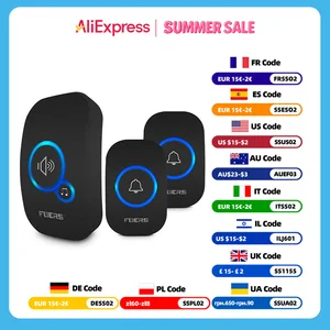 FUERS Wireless Toildeple Waying Waying Welcome Chime Home Door Bell inteligente 32 canciones Alarma inteligente con batería para el hotel de la tienda 12 mejores ezone de ventas - №5