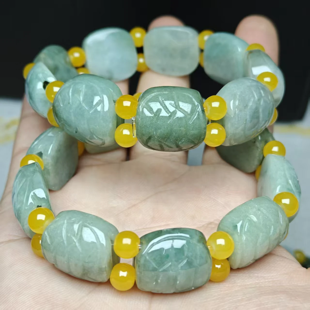Xingyu Natürliche AAA Burmesische Jadeit-Skulptur in Schildkrötenform, Armband mit Perlen, glatt und rund, Schmuck, geheimnisvoller Edelstein, Geschenk – Detail 5