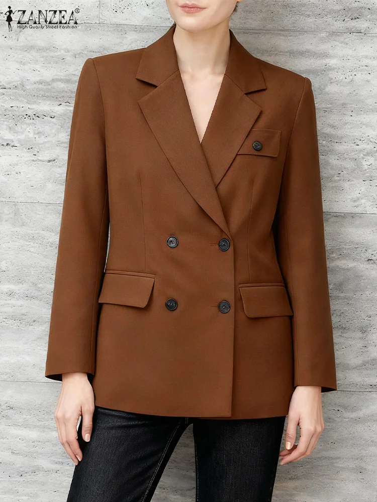 

ZANZEA 2025 Stylish Women Blazer Jackets Autumn Office Outwears Elegant Lapel Neck Button Down Coats Long Sleeve Blazer Suits