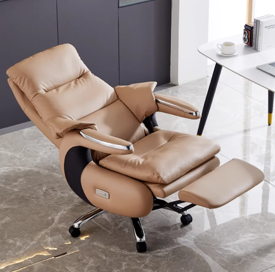 Fashion electric office chair leather computer chair can be raised and lowered can lie back chair