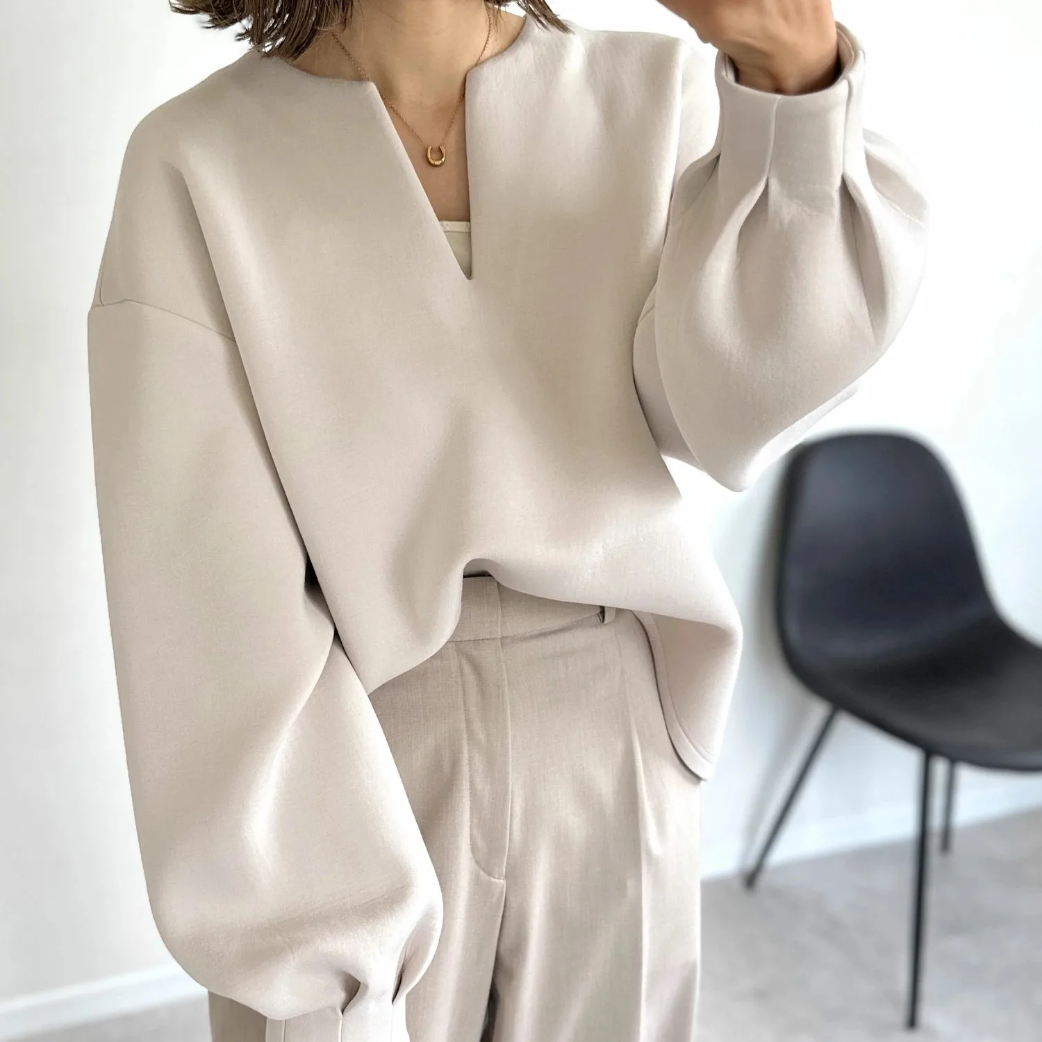 Losse V-Ne lange Sve katoenen sweatshirt Jaet ort Sle Fem bovenkleding comfortabel ademend casual streetwear