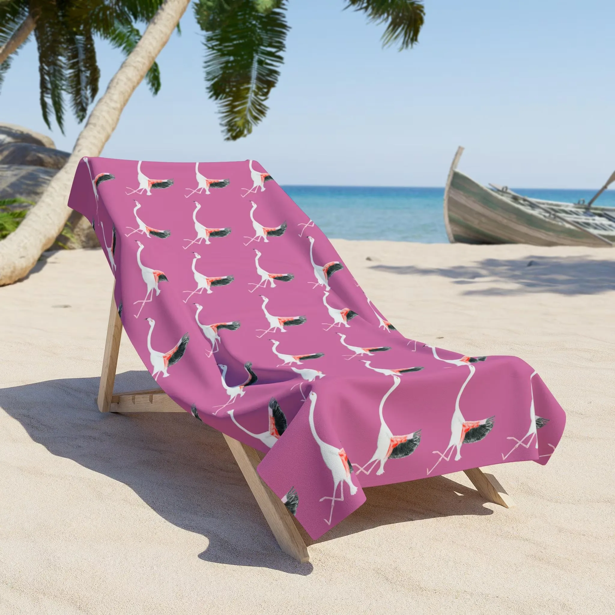 Fashion Flamingo Striped Beach Towel Microfiber Lightweight Absorbent Quick Dry Oversized Towel Stylish for Camping Vacation