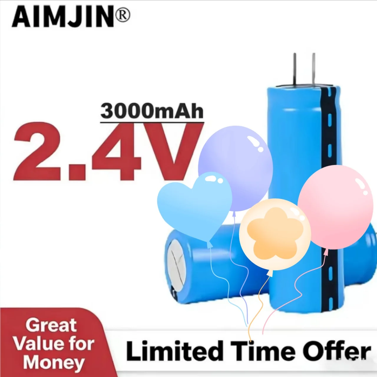 

2.4V 3000mAh 15C Lithium Titanate (LTO) Rechargeable Battery - Low Temperature Performance 25000 Cycle Life for Electronics