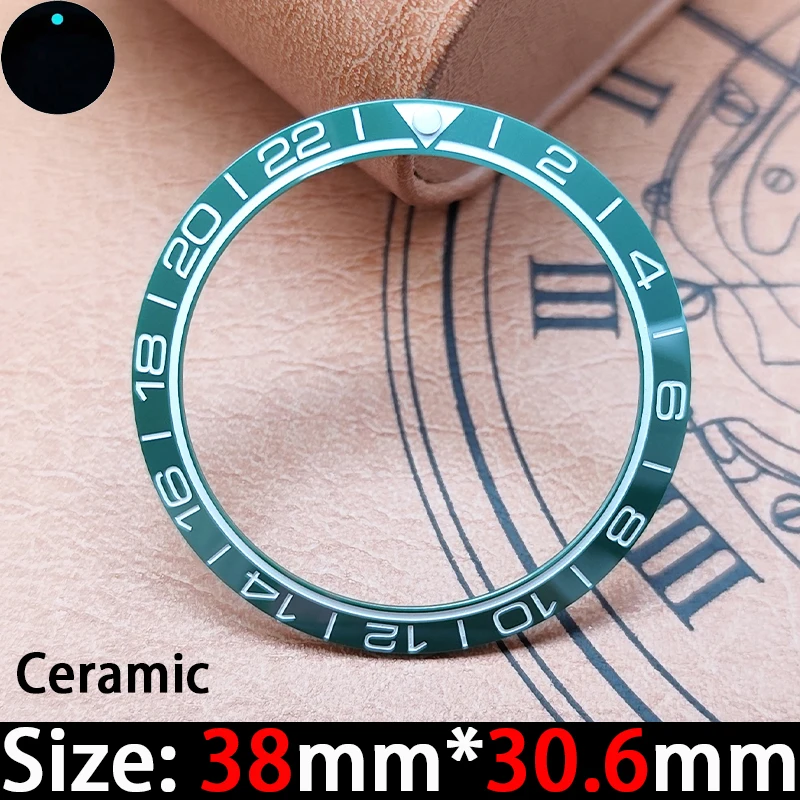Accesorio de bisel cerámico luminoso de 38x30,6mm, anillo GMT, caja resistente a los arañazos y al agua, reparación y reemplazo de piezas