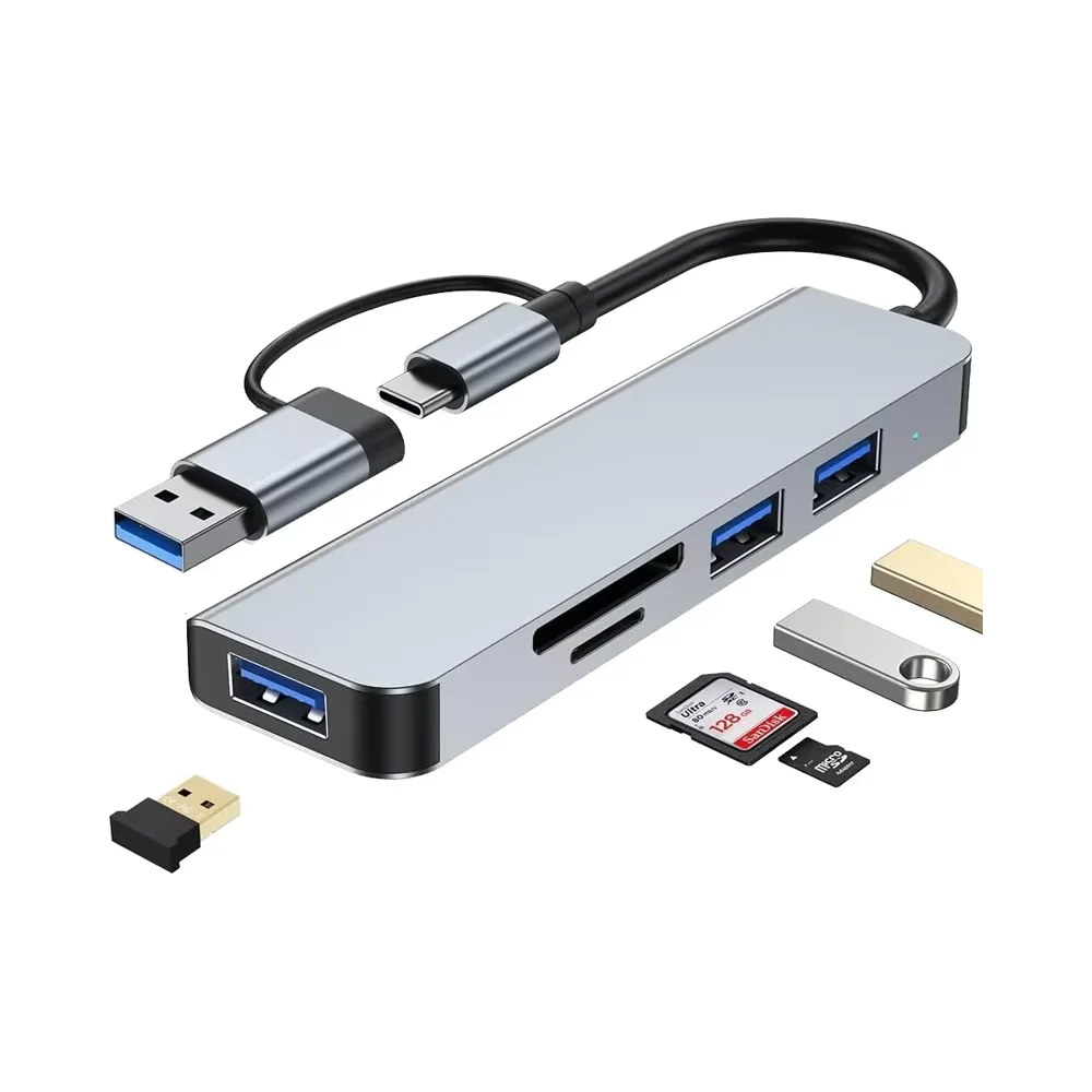 10 Uds 5 en 1 concentrador de USB-C de aluminio 4K 3 puertos USB 3,0 lector de tarjetas de memoria para PC portátiles MacBook Pro/Air IMac Pro Trans de datos de superficie