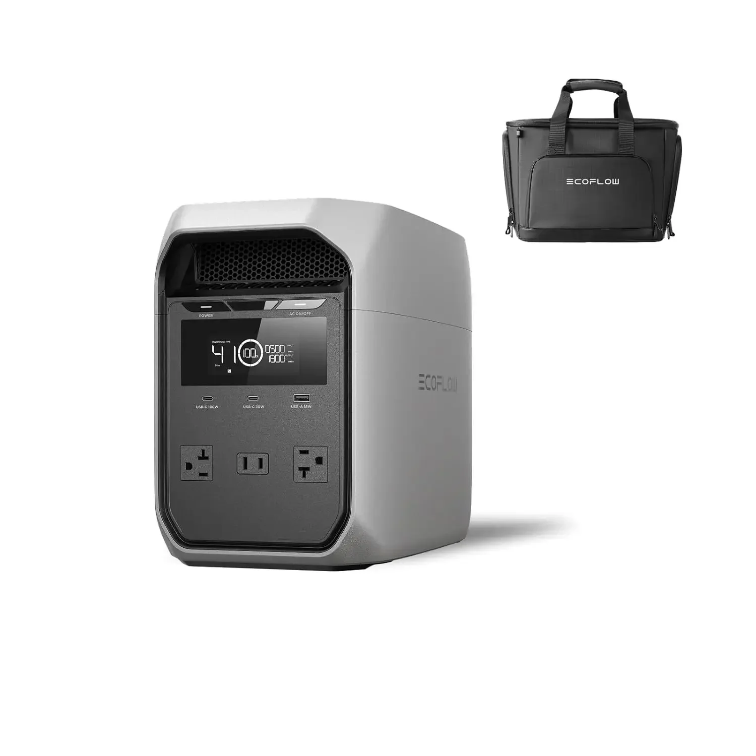 Portable Power Station Delta 3 Classic with Waterproof Bag, 1024Wh LiFePO4 Battery, 1800W AC/100W USB-C Output, 1 Hr