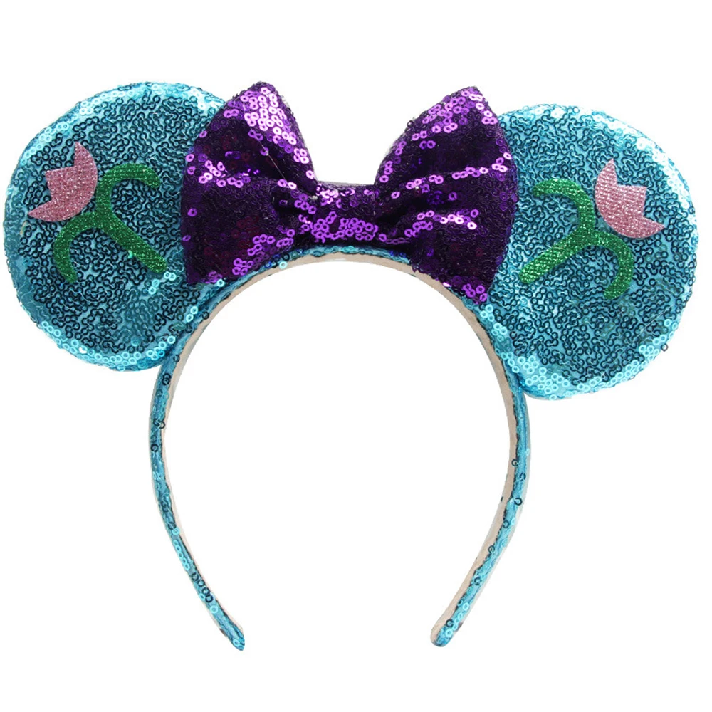 Mickey Minnie Mouse Ear Headbands Frozen Elsa Anna Bow Sequins Hairband For Women Girls Hairband Hair Hoop Hair Accessories