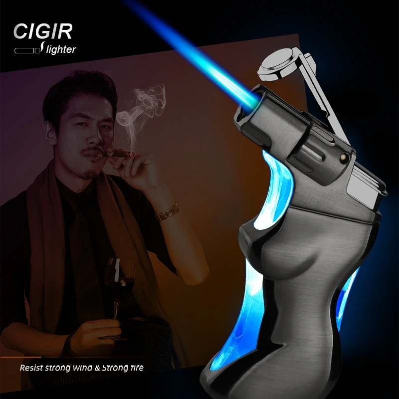 High Power Cigar Turbine Lighter Mini Portable Inflatable Cigarette Lighter Metal Windproof Small Spray Gun Small Welding Gun