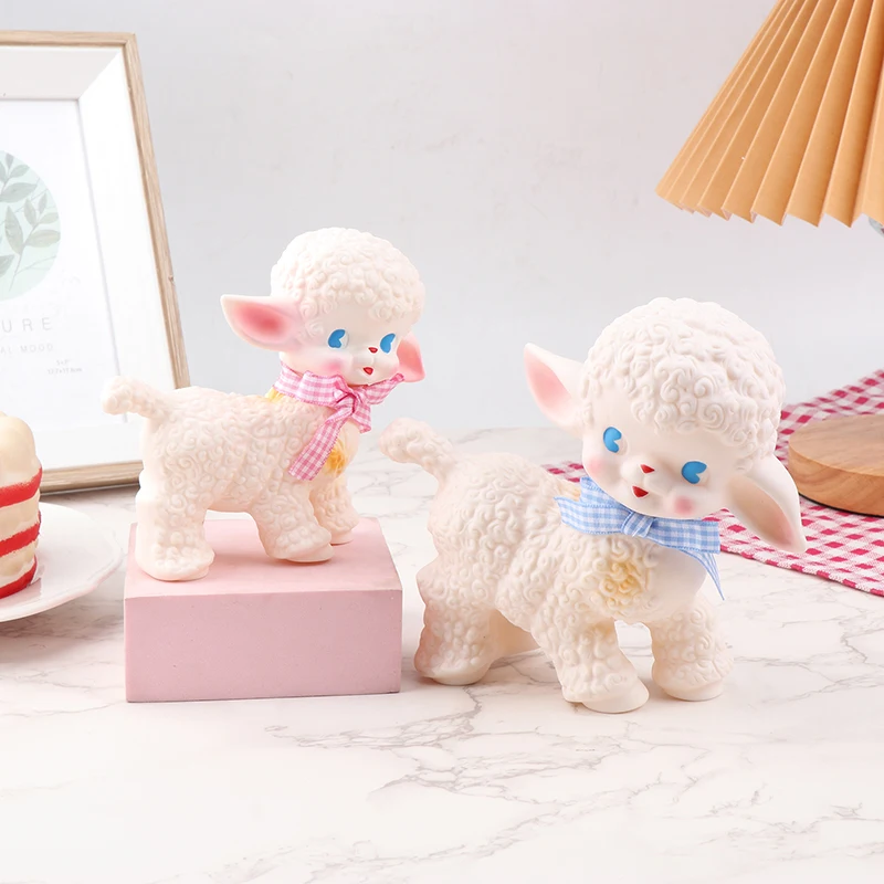 Vintage Classic Plastic Sheep Doll Cute Girl Sweetheart Voice Animal Gift Model Lamb Static Desk Room Home Accessories Ornaments