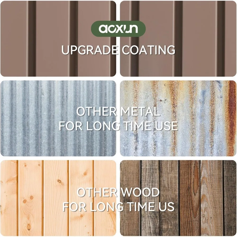 سقيفة تخزين خارجية مقاس 10 × 12 قدم مع سقيفة حديقة كبيرة بمفصلات مزدوجة مع باب قابل للقفل، بني