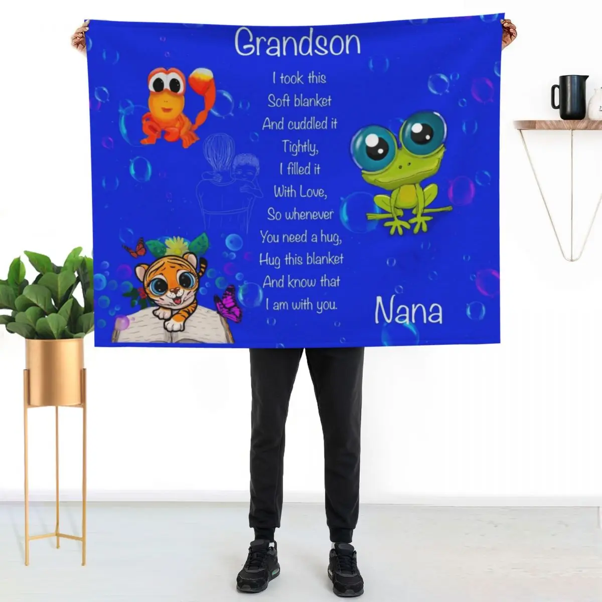 Grandson cuddle blanket love Nana Throw Blanket Decorative Soft Throw Blanket for Couch Sofa